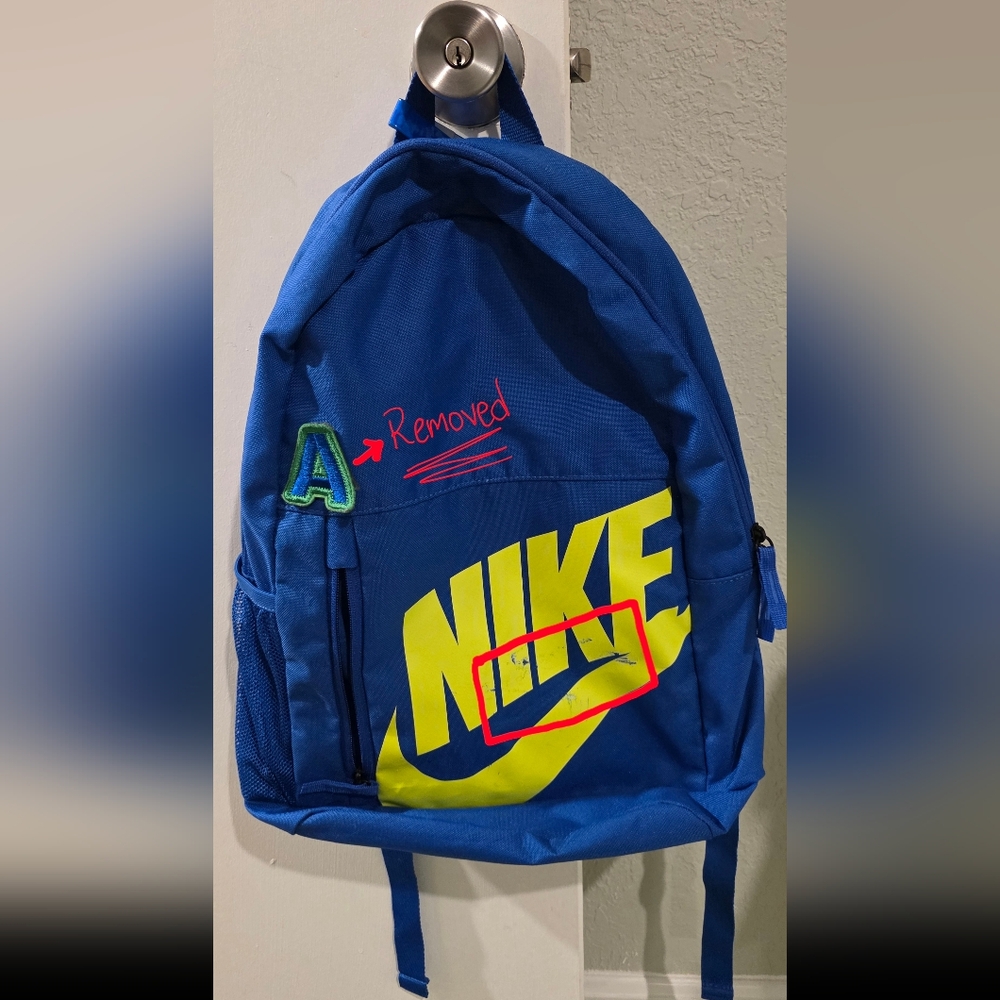 Nike Royal Blue Backpack with Yellow Logo